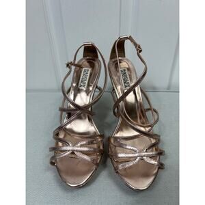 Badgley Mischka Adonis II Rose Gold Platform Leather Sandals Strappy Women's 8